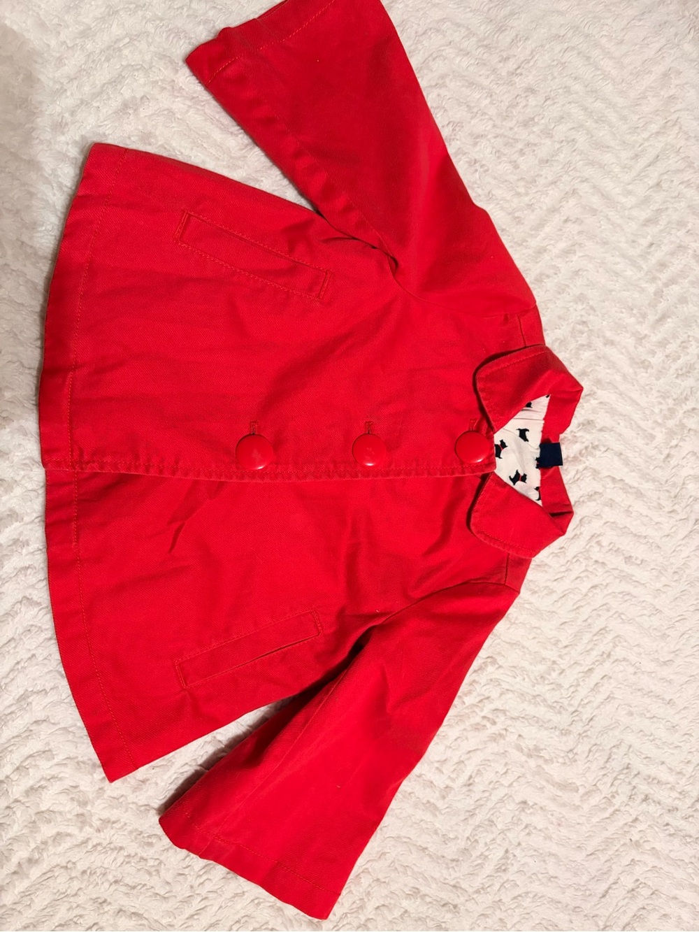 GAP Girls Red Pea Coat with Button Detail & Bow on Back